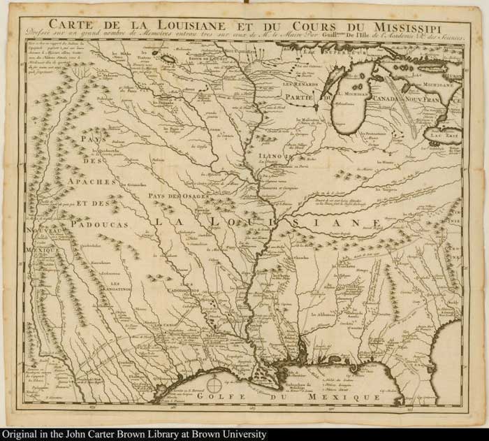 Carte de la Louisiana, by Guillaume de Lisle, 1720, John Carter Brown Library (Public Domain)